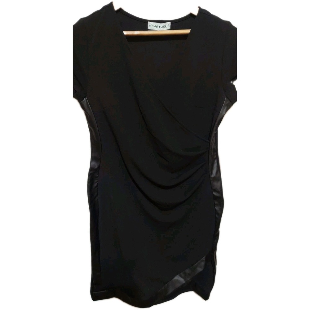 Almost Famous Ladies Dress Size 2XL Black Formal Faux Leather On Side NWT Y2K